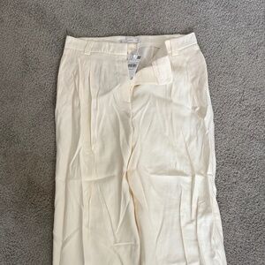 Mango wide leg pleated white trousers, L NWT